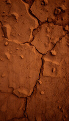 Fototapeta premium Brown soil wall background. Highly weathered rock surface texture, cinematic, with white tones