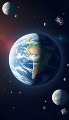 Naklejka premium Planet earth from the space. Some elements of this image furnish, vector style, with white tones