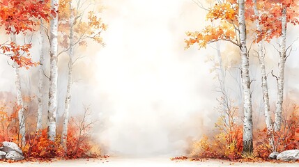 Autumn serenity pathway enchanted forest digital art misty morning tranquil scene
