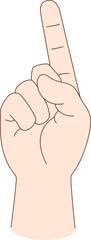 Illustration of a hand gesture showing the number 1, used for counting or indicating.