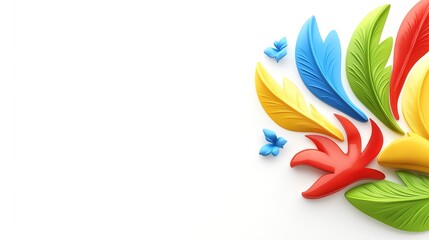 Obraz premium Mardi Gras A Celebration of Art, Vibrance, and Colorful Festivities Colorful Decorative Feathers on White Background Design