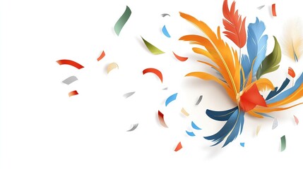 Mardi Gras A Celebration of Art, Vibrance, and Colorful Festivities Colorful Abstract Design with Vibrant Feathers and Leaves
