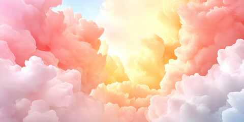 Pastel Cloudscape, A Dreamy, Colorful Sky of Soft Hues and Gentle Light, Evoking Serenity and Tranquility