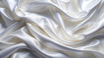 Obraz premium Close-Up Smooth White Silk Fabric Texture: Elegant Satin Waves Background
