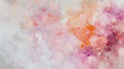Fototapeta premium Abstract hearts oil paint style