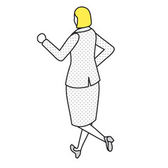 アイソメトリック_スーツ姿で走っている女性の後ろ姿のイラスト