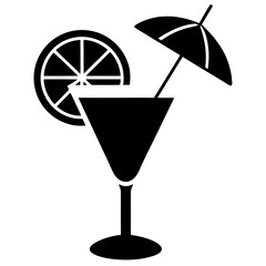 Minimalist Cocktail Illustration with Clean Lines Silhouette