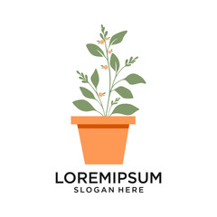 Fototapeta premium Indoor plant isolated. Vector flat Indoor plant pot illustration