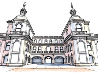 Elegant Hand-Drawn Sketch: Classic Palace Design. AI Generated