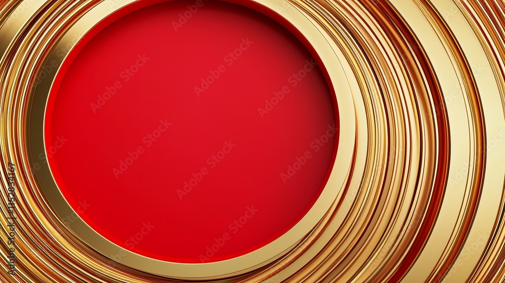 Poster captivating abstract spiral patterns in a bold festive color palette of rich red and metallic gold h