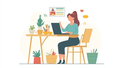 Employer conducts interview with jobseeker during remote call on laptop to determine suitability for company position. HR worker reviewing resume during teleconference meeting to check qualifications