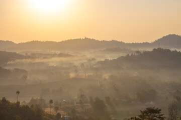 A famous viewpoint for the sea of ​​mist in the morning in winter and rainy season, Wat Kong Niam, located behind Wat, Khao Kho, Phetchabun