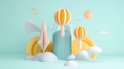 Vibrant and Auspicious 3D Featuring Prosperity Symbols in a Chinese New Year Aesthetic with a Text Placeholder for Customization