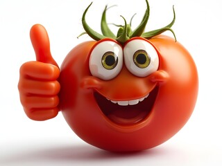 Fototapeta premium Tomato Thumbs Up, Happy Vegetable Mascot, Positive Success Icon, Cute Character Illustration, Funny Food Graphic, Upbeat Design Element, Whimsical Vector Image, Approval Sign, glossy