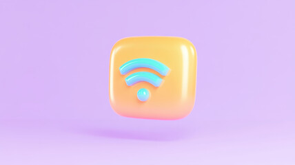 Fototapeta premium Colorful Wi Fi icon on vibrant background, symbolizing connectivity and technology