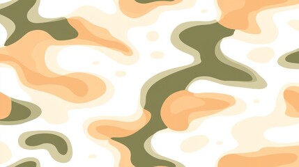 Abstract Beige Green Fluid Organic Shapes Pattern
