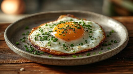 Freshly Cooked Sunny Side Up Egg on Rustic Plate