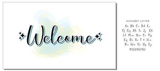 Welcome lettering sign. Handwritten modern brush lettering on white background. Text for postcard, invitation, T-shirt print design, banner, poster, web, icon. Isolated vector illustration.