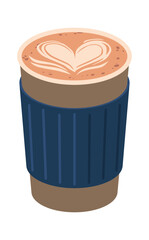 Takeaway cup with hot latte