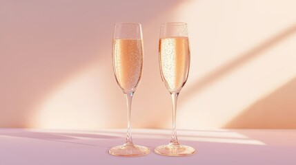 Minimalist Champagne Glasses Clinking