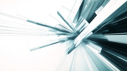 Abstract Geometric Structure White and Teal Light Rays