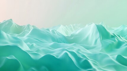 Obraz premium Serene Teal Mountain Range: Dreamlike Digital Painting in Soft, Pastel Hues. AI Generated