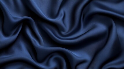 Fototapeta premium Luxurious Deep Blue Fabric Texture with Flowing Drapery, Ideal for Textiles or Fashion Backgrounds, Elegant Softness and Rich Color for Various Creative Projects