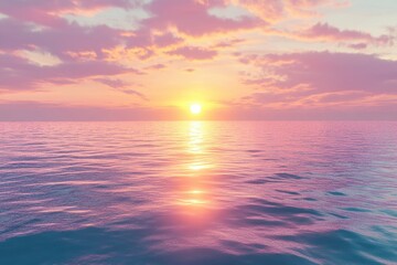Obraz premium Peaceful sunset over calm ocean water.