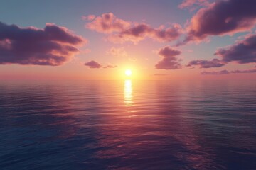 Obraz premium Serene sunset over calm ocean waters. (3)