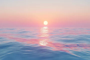 Fotobehang Serene ocean sunset with pastel sky and calm water. © kribbox