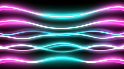 Obraz premium Abstract Neon Wave Pattern Vibrant Pink and Cyan Glowing Lines