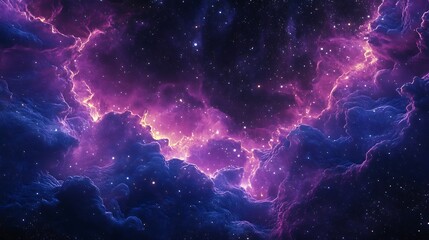 Fototapeta premium Vibrant Purple Nebula: A Stunning 3D Rendered Cosmic Illustration. AI Generated