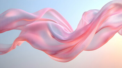 Obraz premium Pink Fabric Flows Gracefully in Air, Showing its Delicate Texture and Subtle Color Variations.