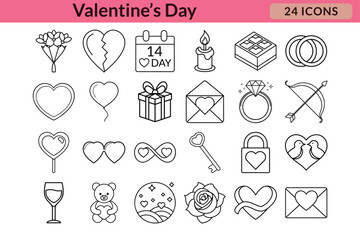 Charming Valentine's Day Icon Set for Love and Romance