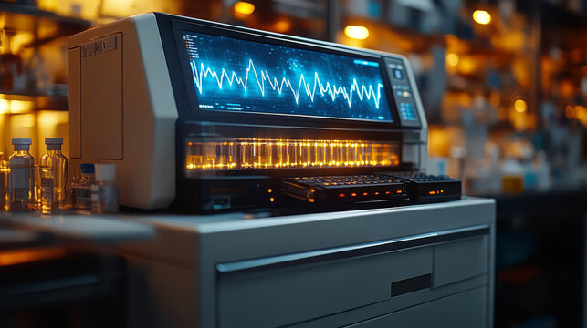 Advanced laboratory equipment displaying data analysis in a scientific environment.