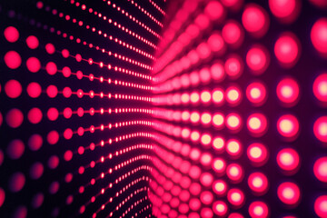 Red neon bright lights room technology background. Abstract red background