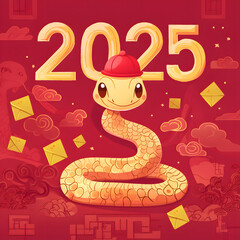 Fototapeta premium 2025 China Lunar New Year, The Year of Snake
