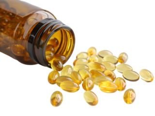 Falling Fish oil pill .PNG style, transparent        

