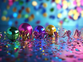Colorful Shiny Balls Celebrate Festive Occasion