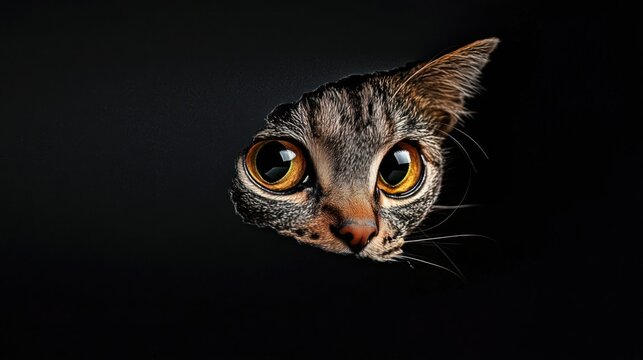 Frightened Feline on Dark Background