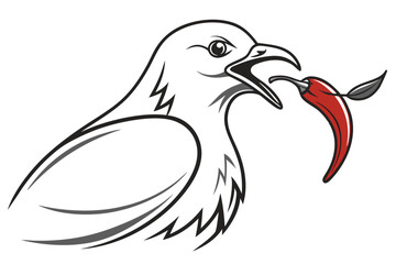 A minimalist logo featuring a stylized white dove in profile view B.eps