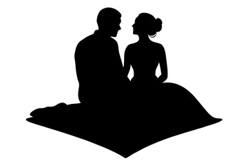 silhouette of a romantic couple sitting.