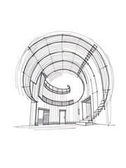 Intriguing Hand-Drawn Sketch: Circular Home Design. AI Generated