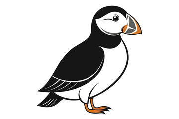 Atlantic Puffin silhouette color white background A.eps