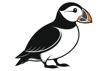 Atlantic Puffin silhouette color white background E.eps
