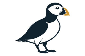 Atlantic Puffin silhouette color white background G.eps
