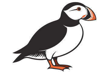 Atlantic Puffin silhouette color white background H.eps