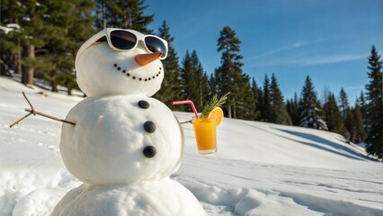 Obraz premium Cool Snowman with a Cocktail