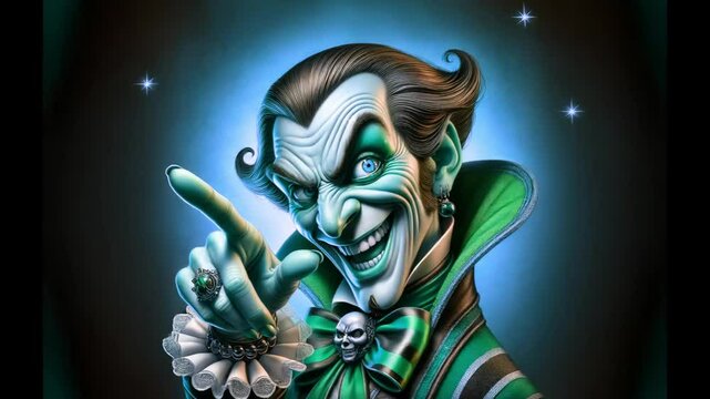 A mischievous, cunning, manipulative, sneaky and accusatory character who points with his finger.