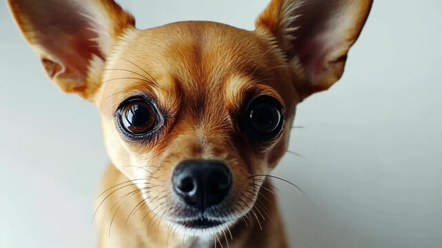 Cute chihuahua with big expressive eyes looking directly at the camera in a well-lit indoor setting